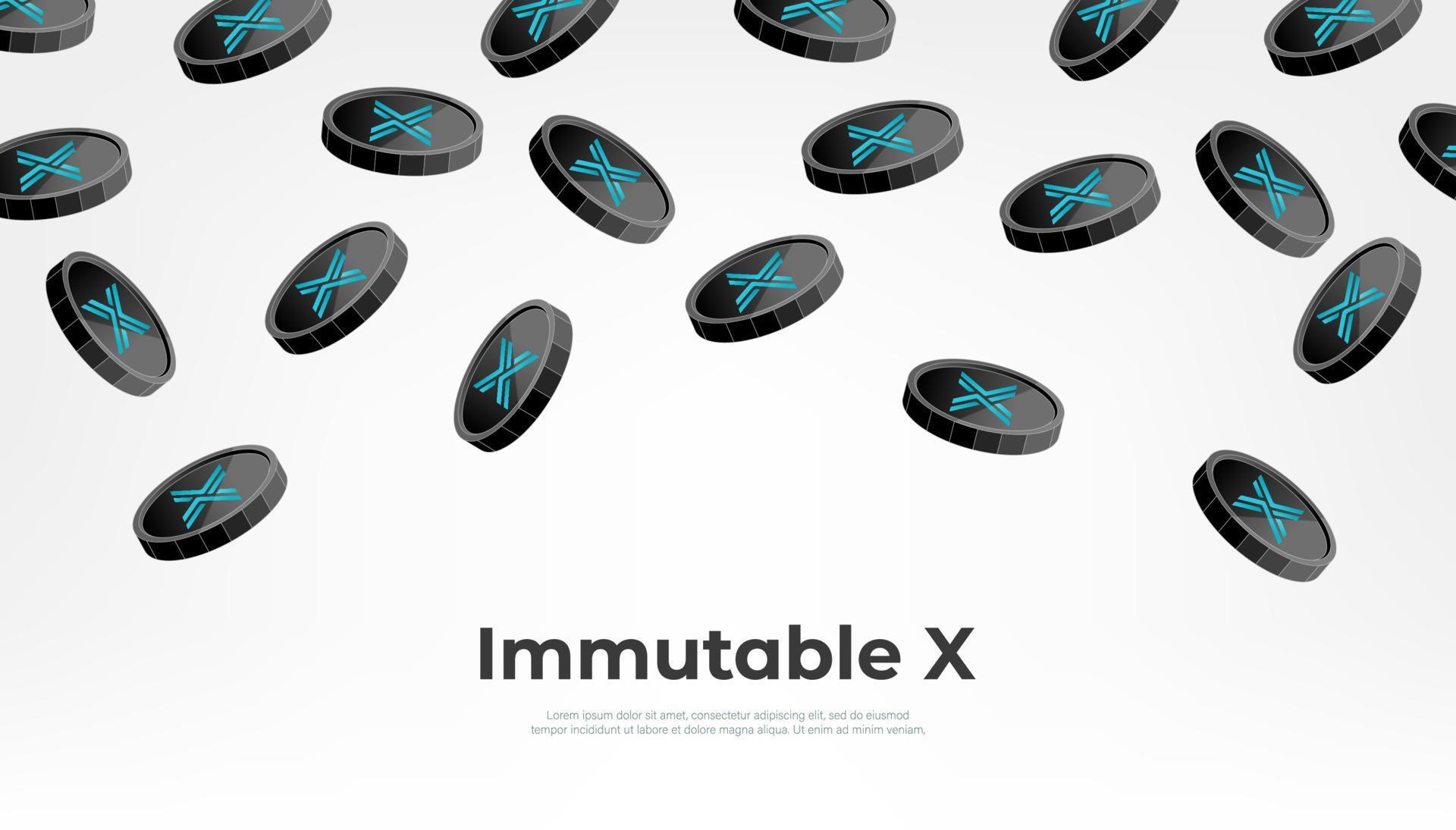 Immutable X coin falling from the sky. IMX cryptocurrency concept