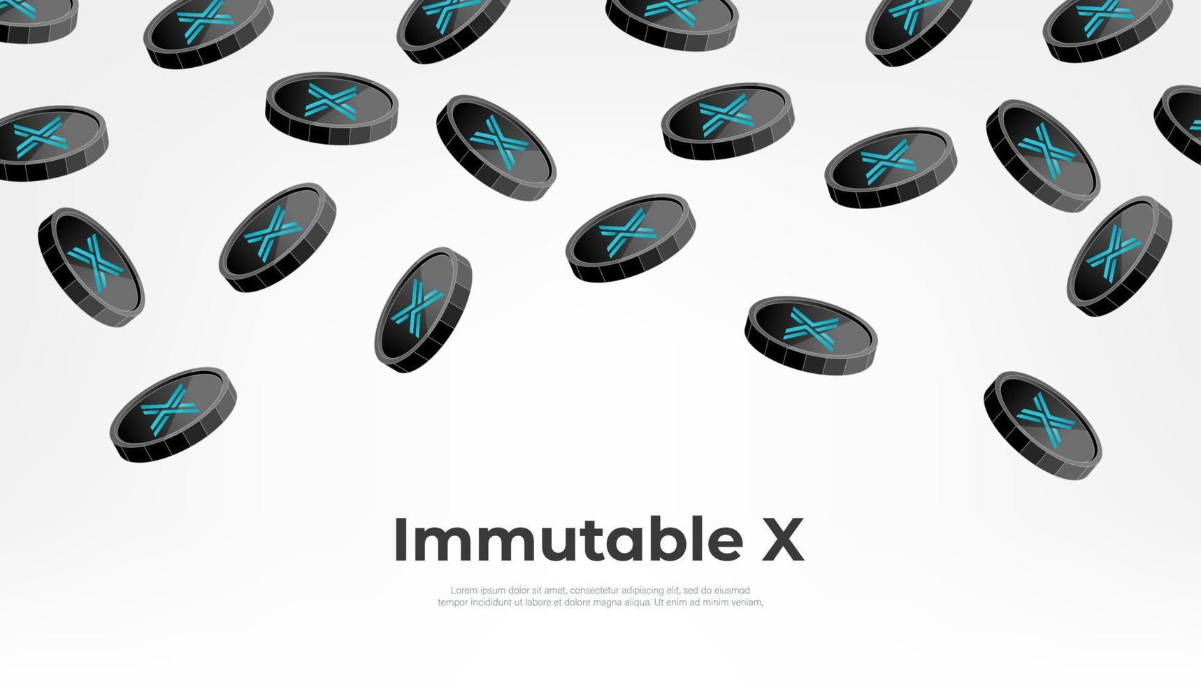 Immutable X coin falling from the sky. IMX cryptocurrency concept banner background. vector