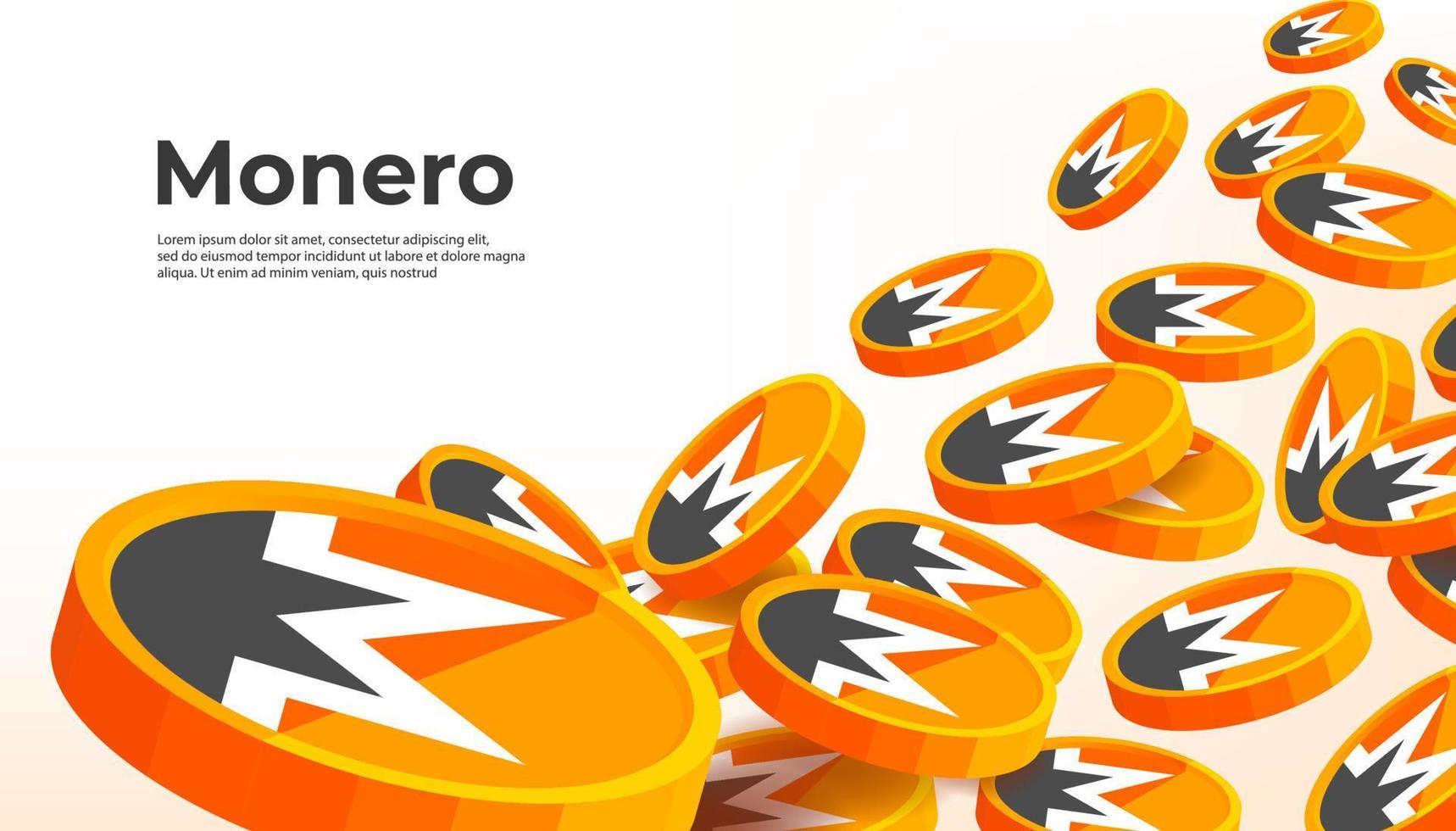 fondo de banner de concepto de criptomoneda monero xmr. vector