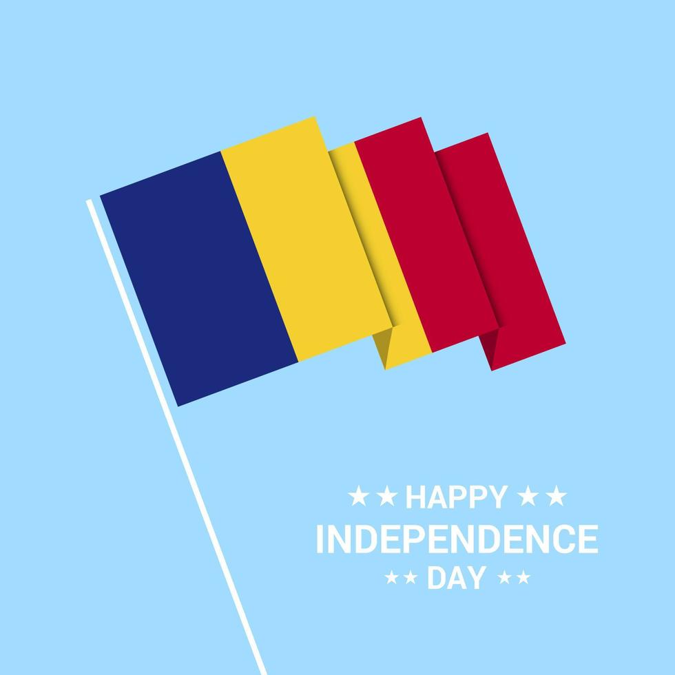 Romania Independence day typographic design with flag vector