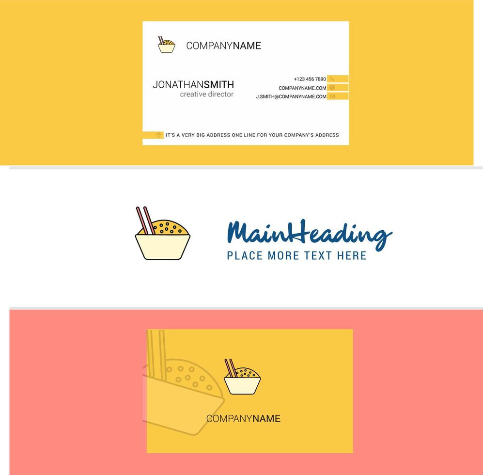 Beautiful Food bowl Logo and business card vertical Design Vector