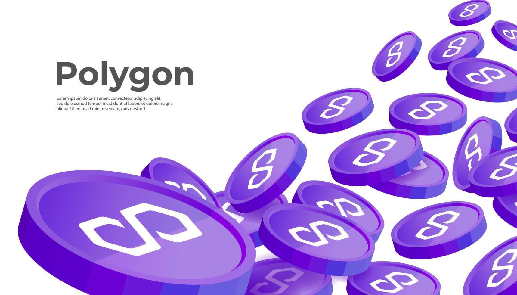 Polygon MATIC cryptocurrency concept banner background. vector