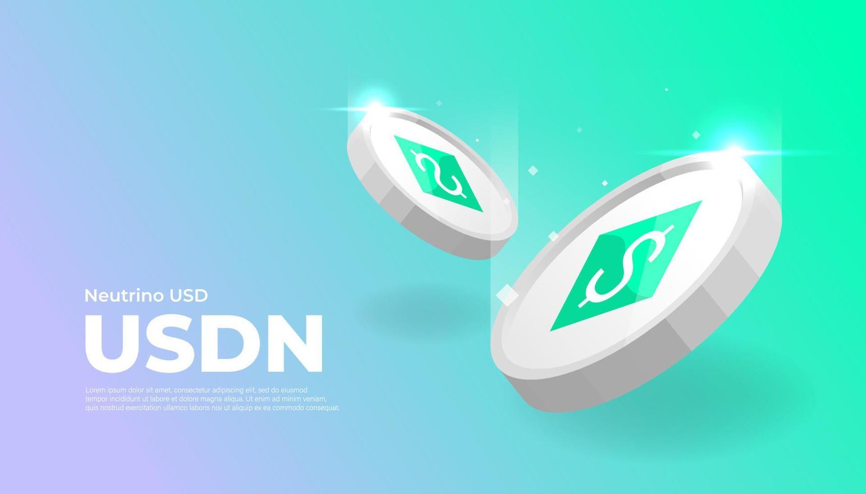 Neutrino USD USDN coin cryptocurrency concept banner background. vector