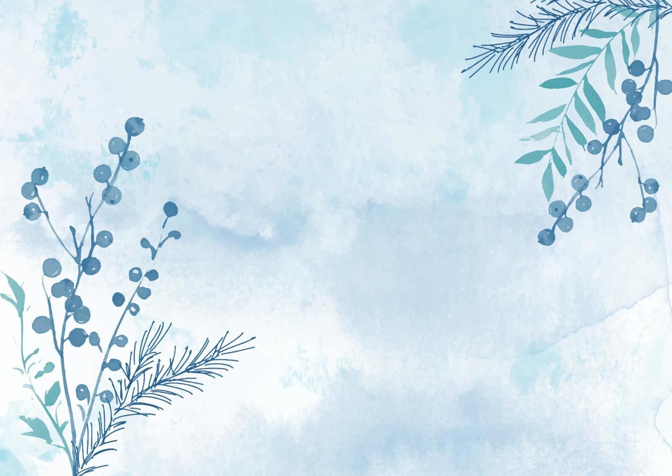 hand painted watercolour winter floral background vector