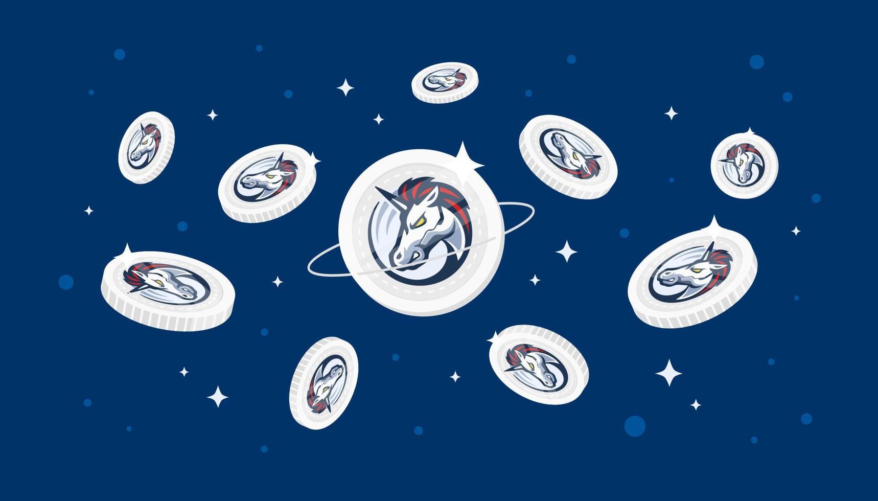 1INCH coins falling from the sky. 1INCH cryptocurrency concept banner background. vector