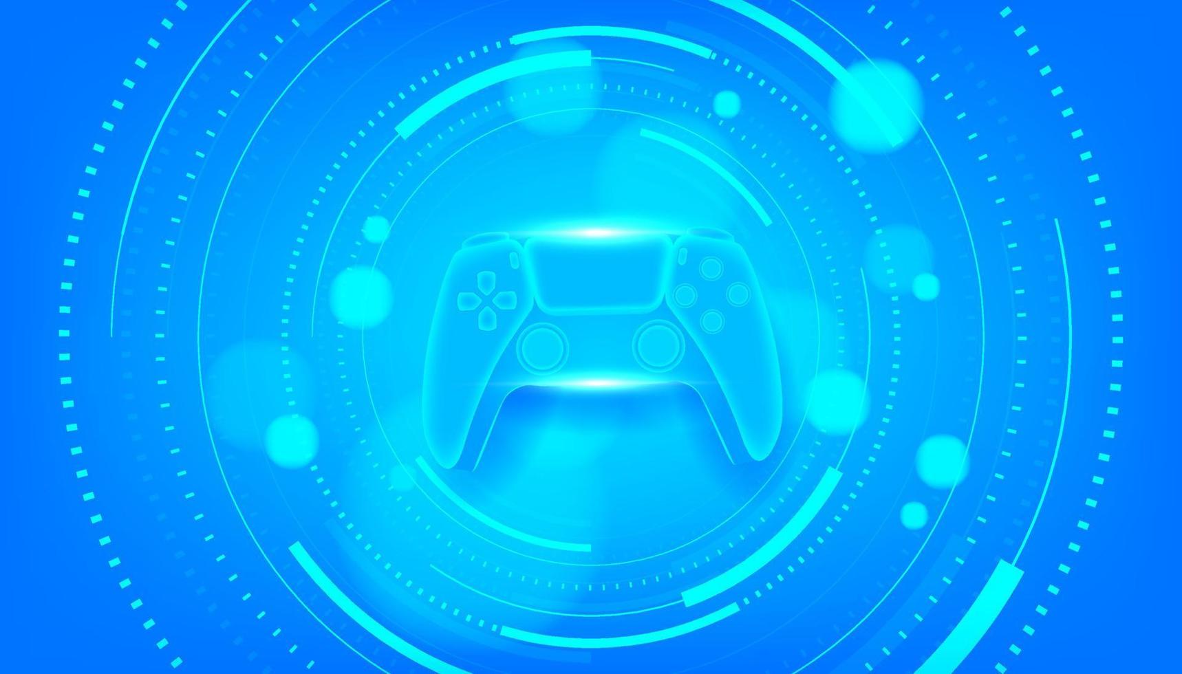 Game controller or joystick for game console on blue background. vector