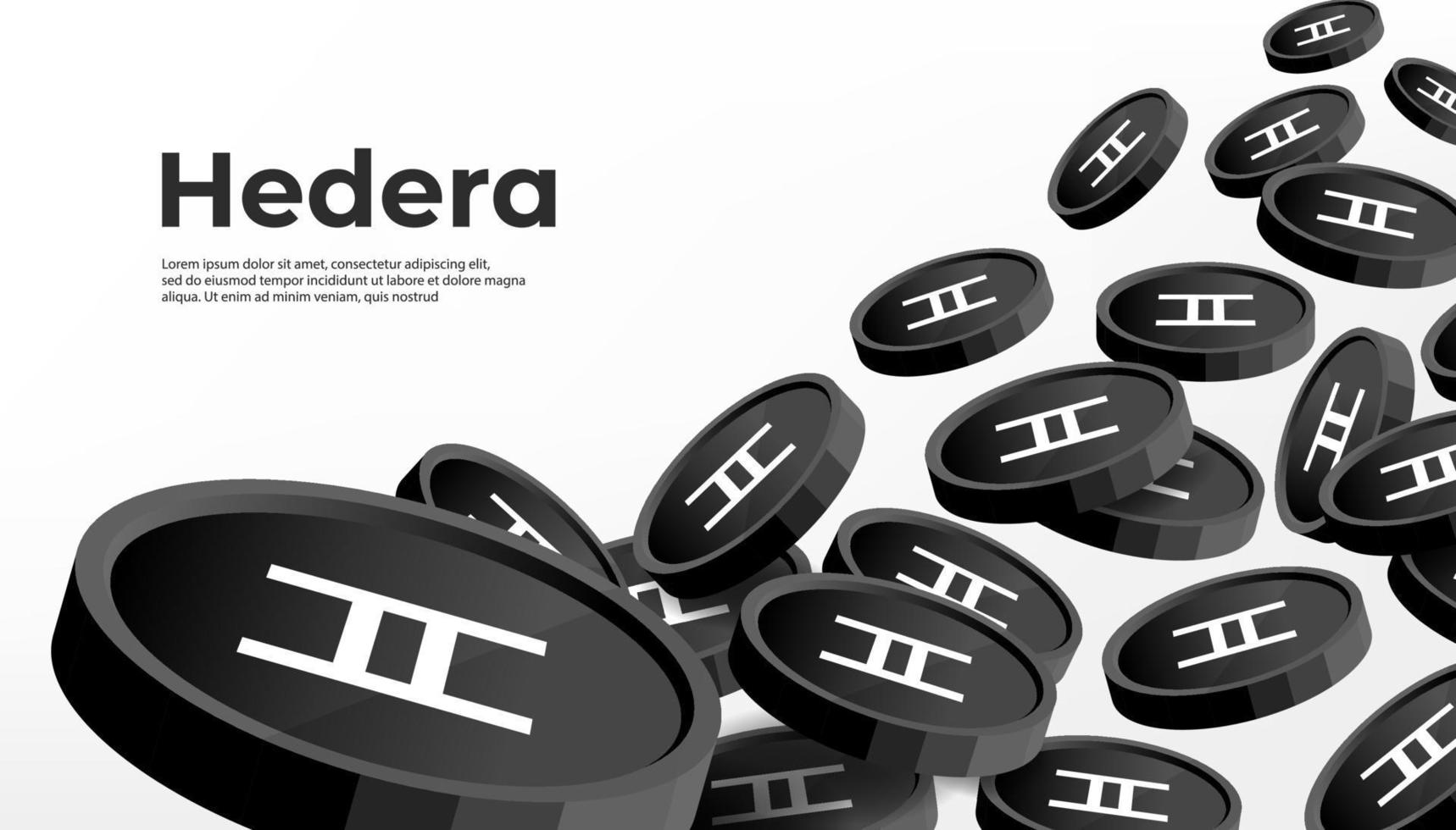 fondo de banner de concepto de criptomoneda hedera hbar. vector