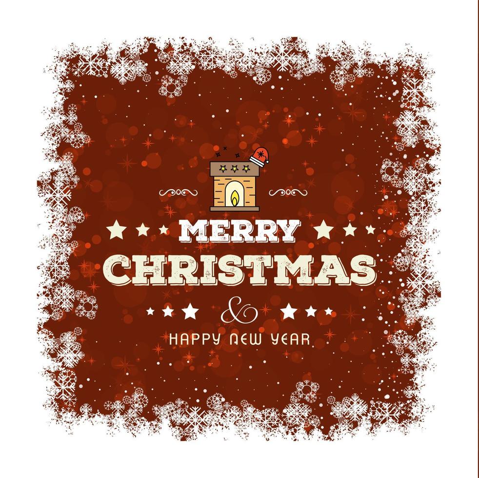 Merry Christmas card with red background and typography vector