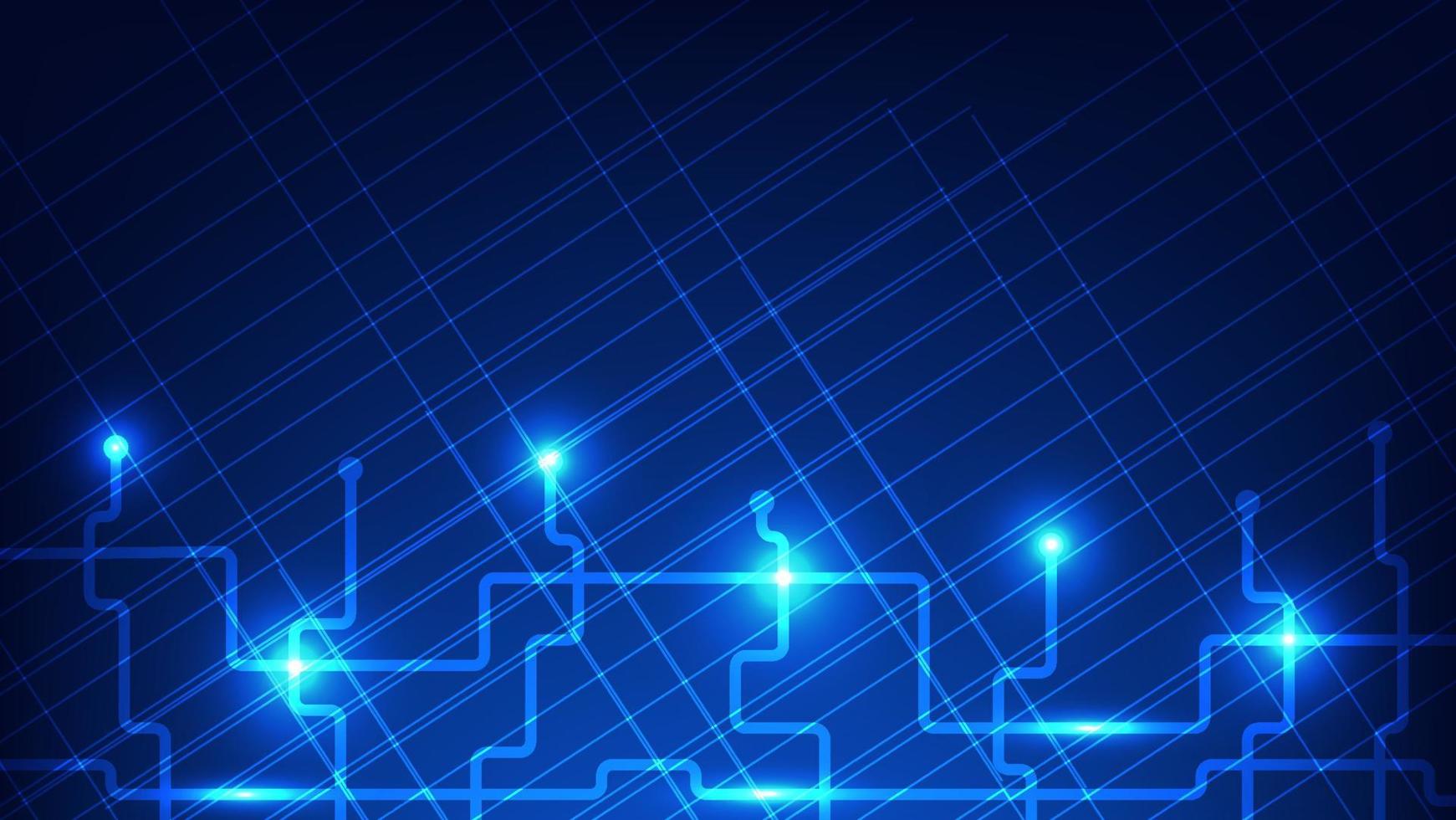 tecnología digital de alta tecnología y concepto de fondo de comunicación futurista. líneas de conexión eléctricas como red con iluminación azul vector