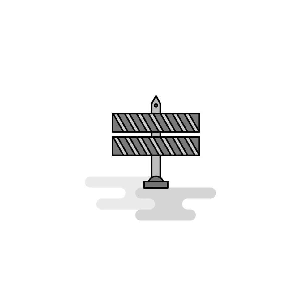 Block road sign Web Icon Flat Line Filled Gray Icon Vector