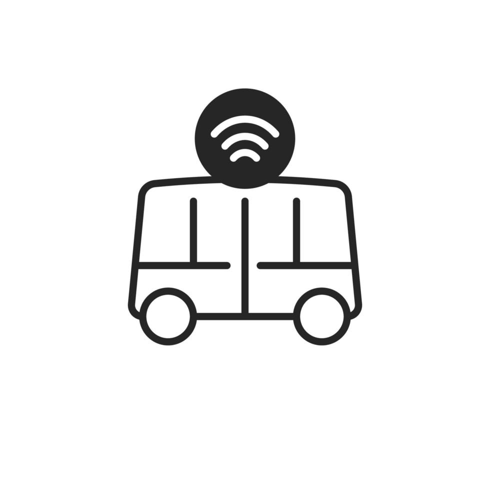 Electric self-driving shuttle bus icon isolated on white background. vector