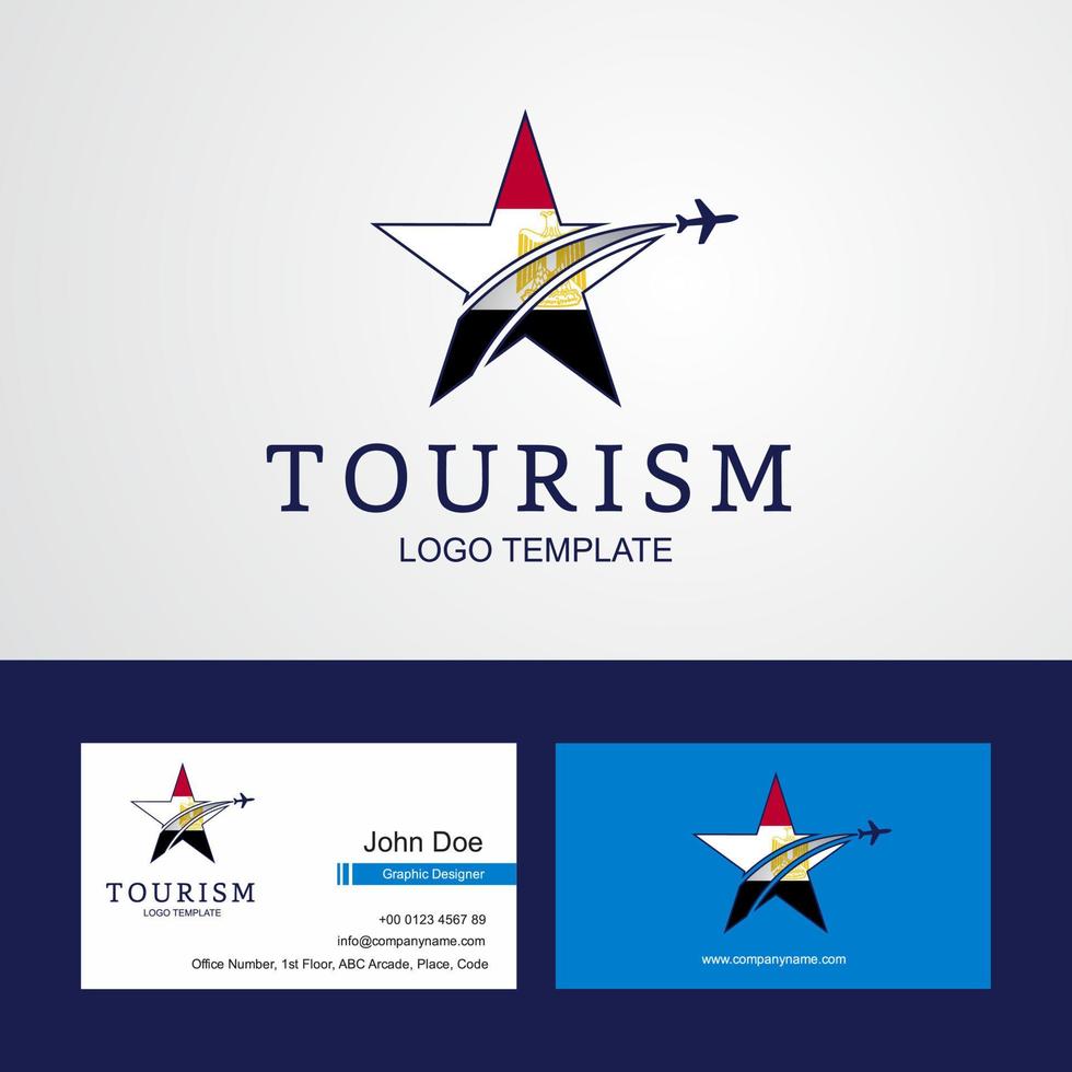 logotipo de estrella creativa de bandera de egipto de viaje y diseño de tarjeta de visita vector