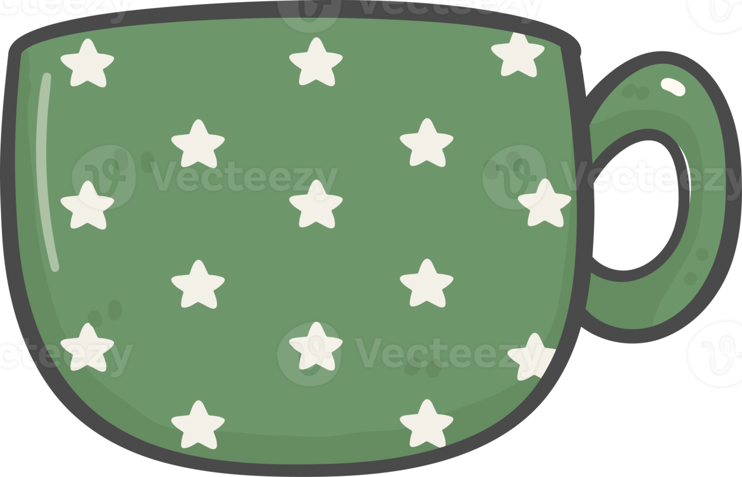 carino Natale verde caffè tazza decorazione cartone animato scarabocchio mano disegno png