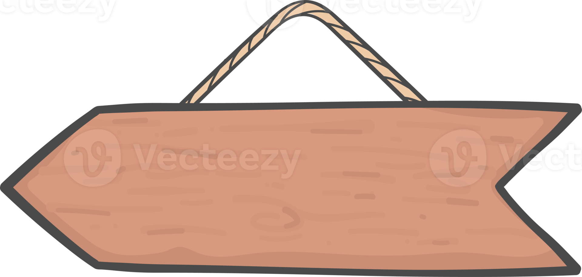 Due Marrone di legno cartello tavola freccia forma sospeso semplice scarabocchio cartone animato disegno png
