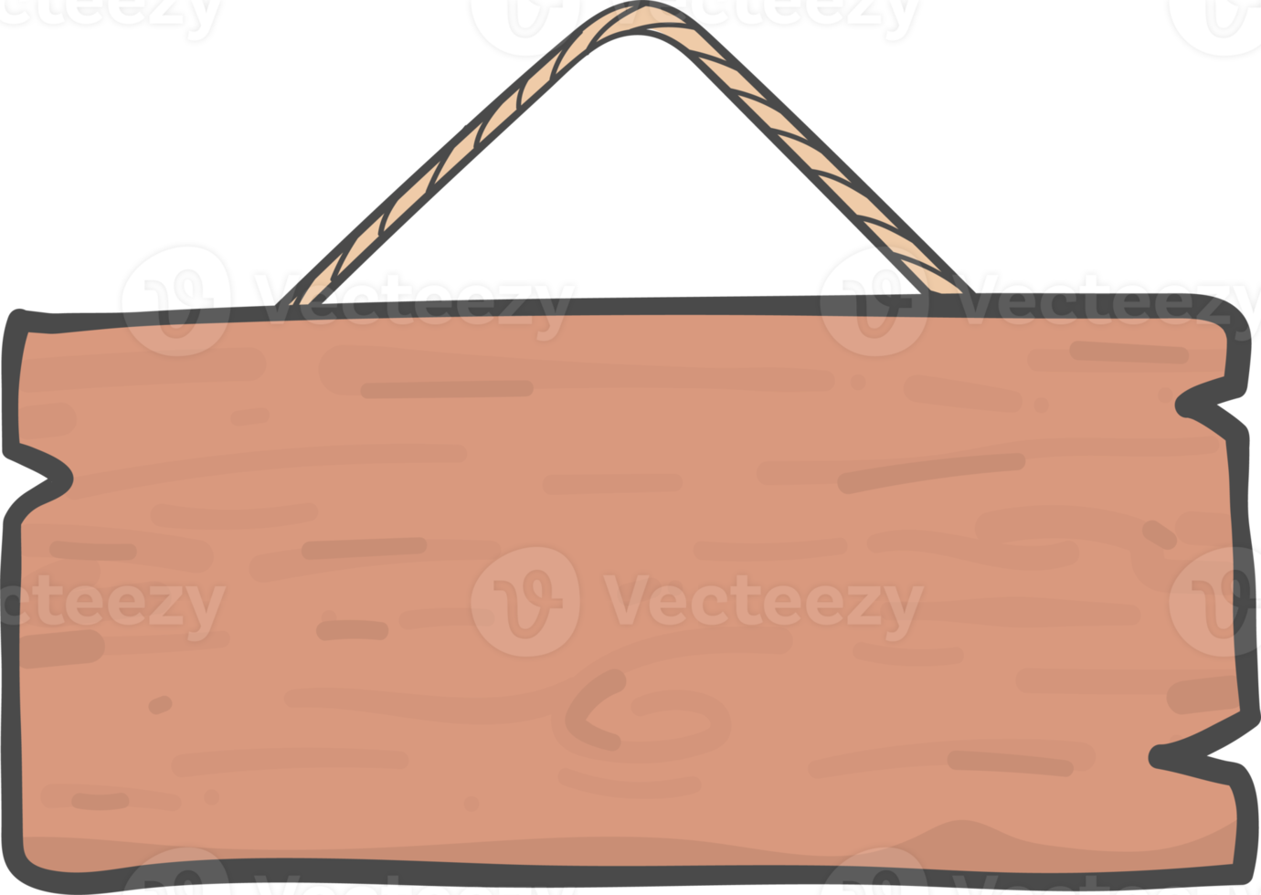 Marrone di legno cartello tavola rettangolare sospeso semplice scarabocchio cartone animato disegno png