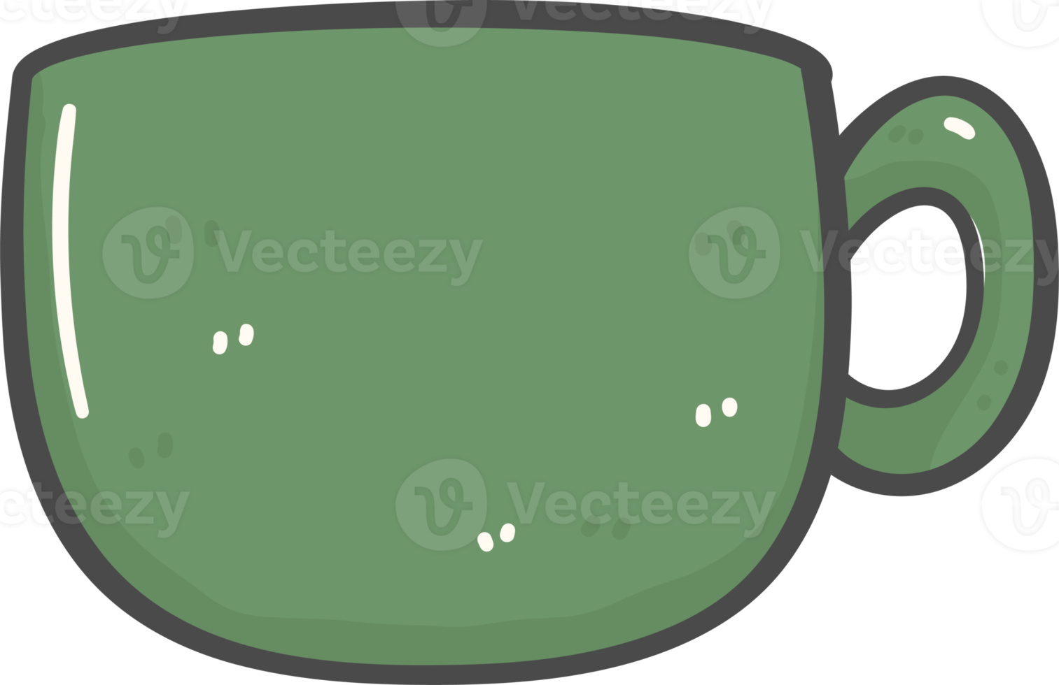 carino Natale verde caffè tazza decorazione cartone animato scarabocchio mano disegno png