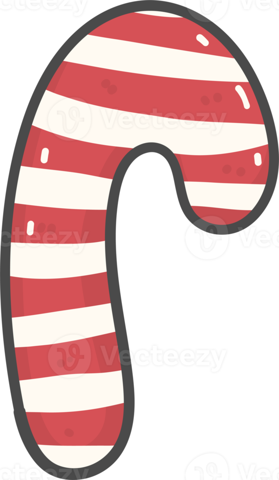 cute Christmas candy cane decoration cartoon doodle hand drawing png