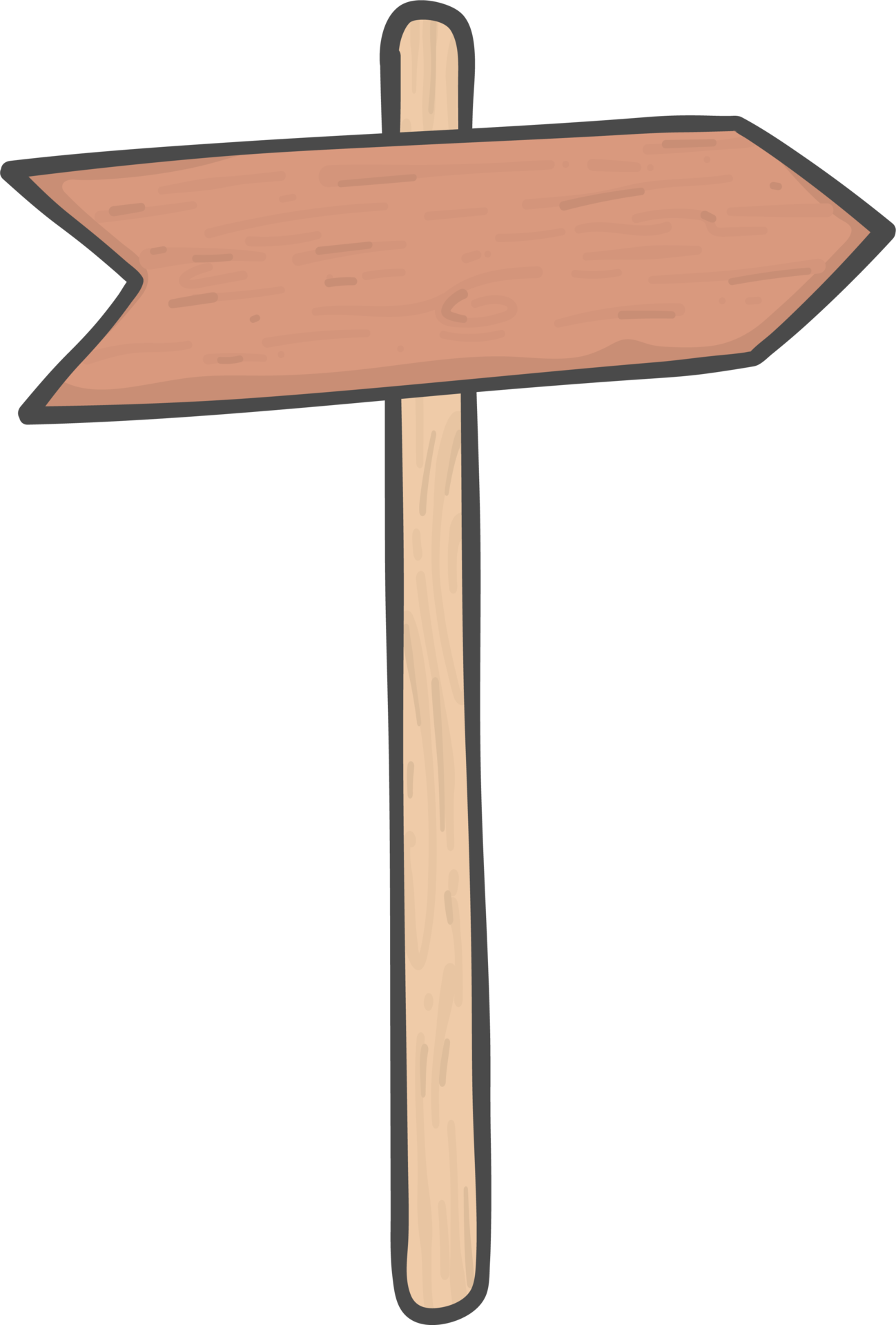 brown wooden sign board rectangular shape on short stick simple doodle  cartoon drawing 14295806 PNG