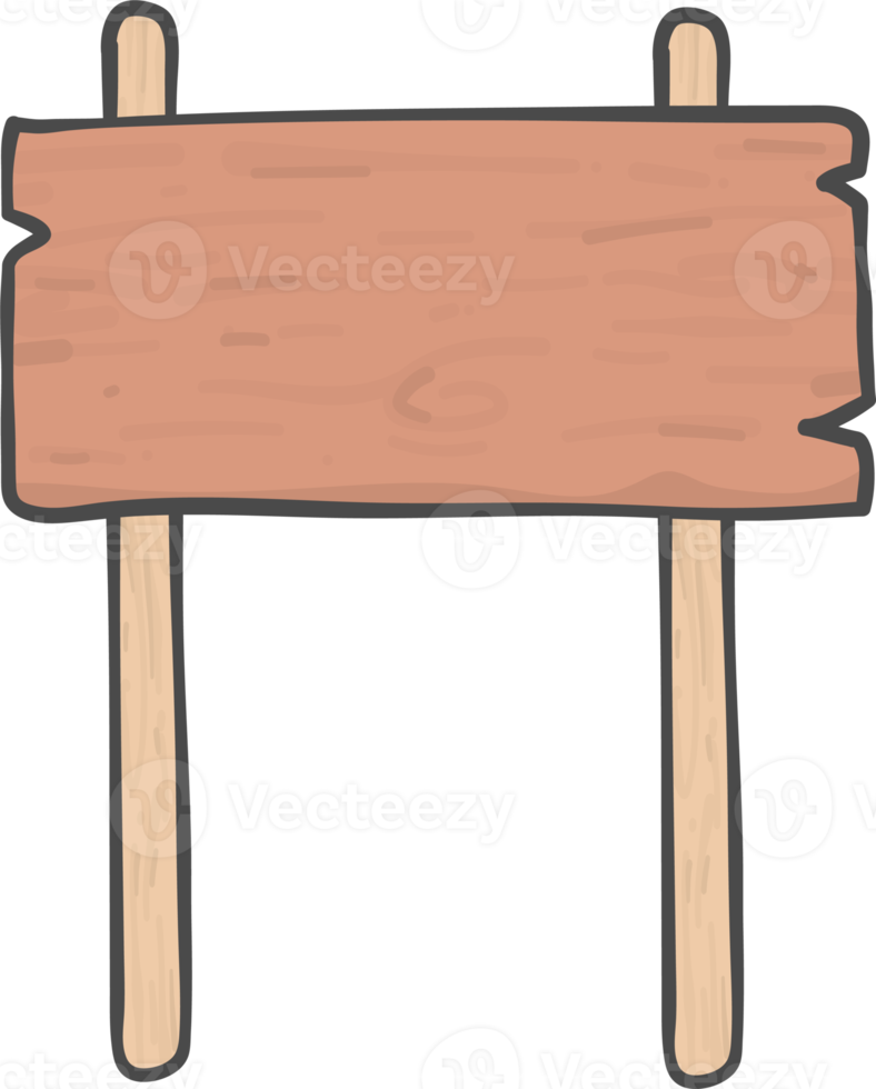 brun trä- tecken styrelse rektangulär form på kort pinne enkel klotter tecknad serie teckning png