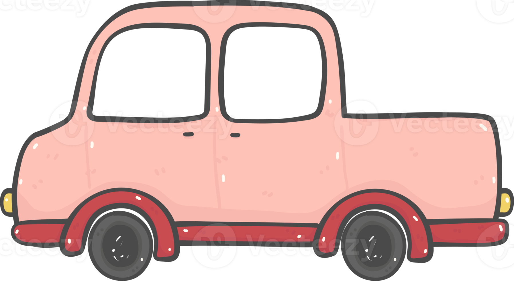 cute Christmas car cartoon doodle hand drawn png