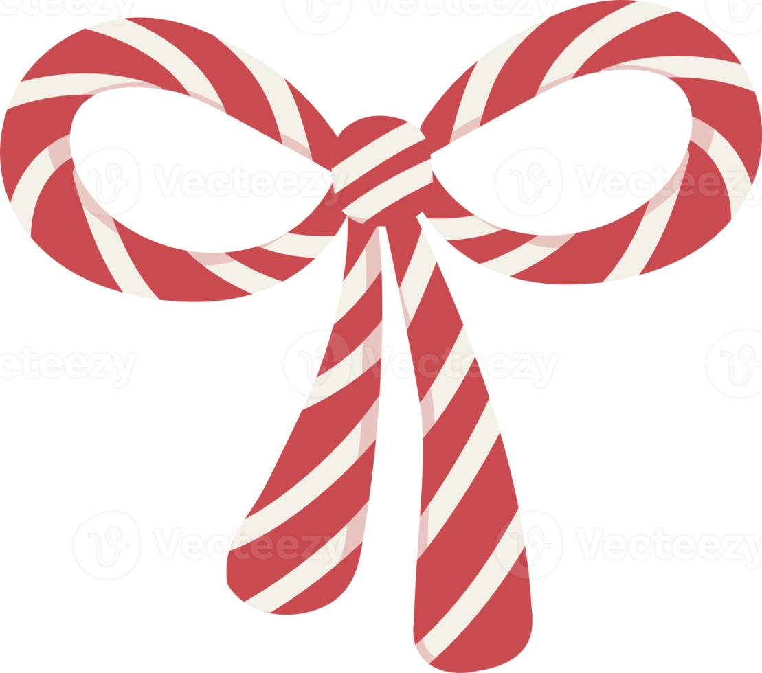 christmas bow stripe red and white cartoon doodle hand drawn png