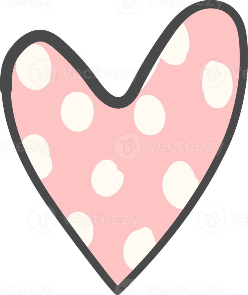 cute polka dot pink heart cartoon doodle hand drawn png