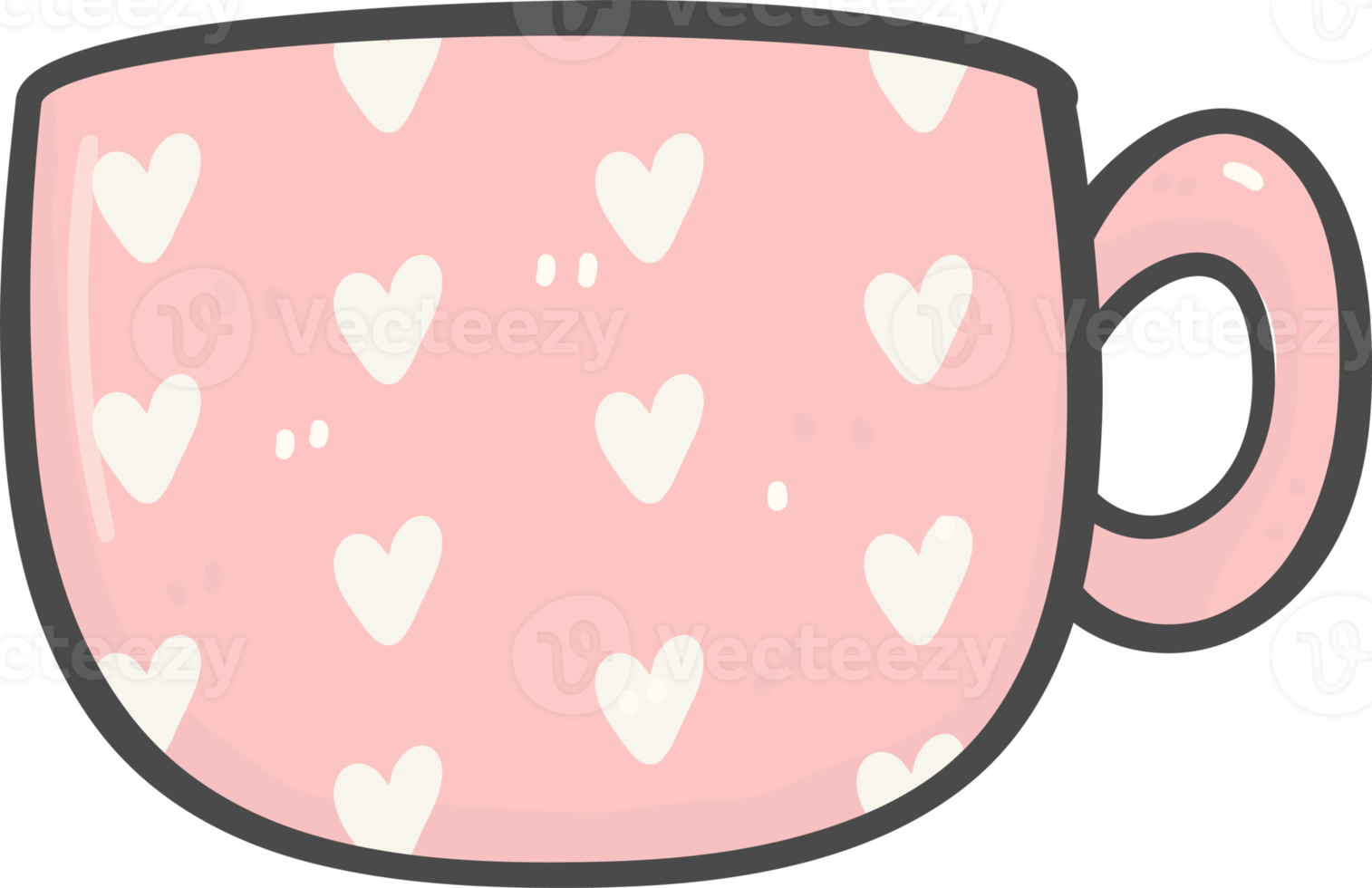 cute Christmas pink coffee cup decoration cartoon doodle hand drawing png