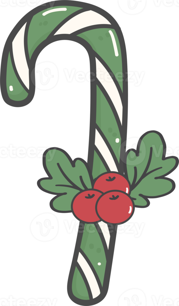söt jul godis sockerrör dekoration tecknad serie klotter hand teckning png