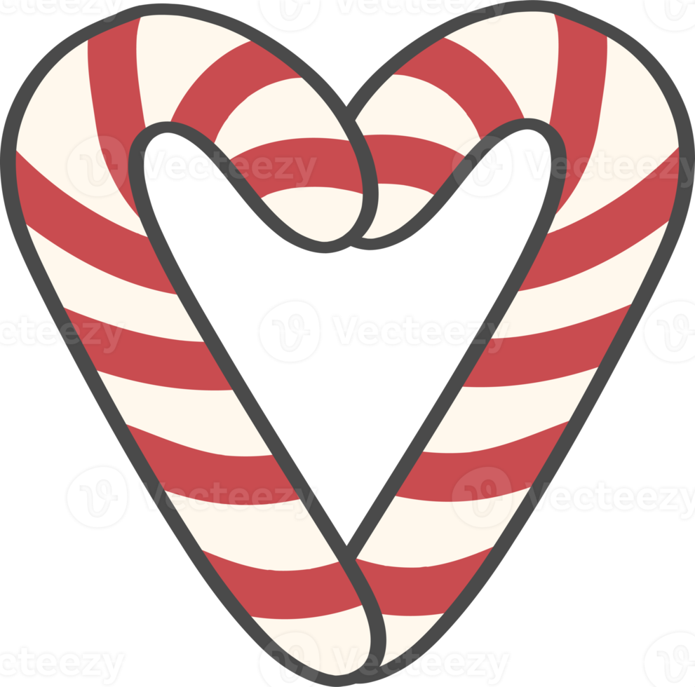 cute Christmas candy cane decoration cartoon doodle hand drawing png