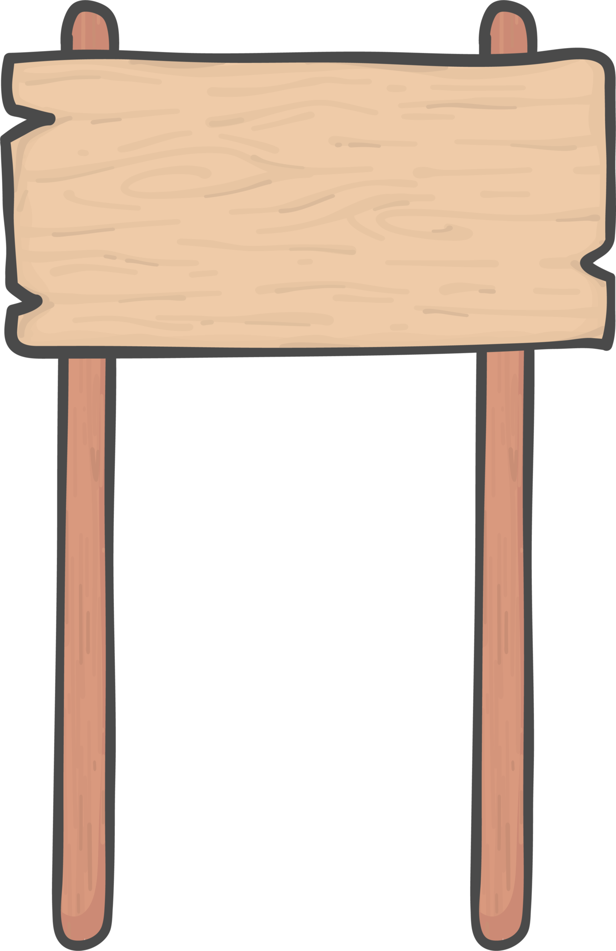 brown wooden sign board rectangular shape on short stick simple doodle  cartoon drawing 14295806 PNG