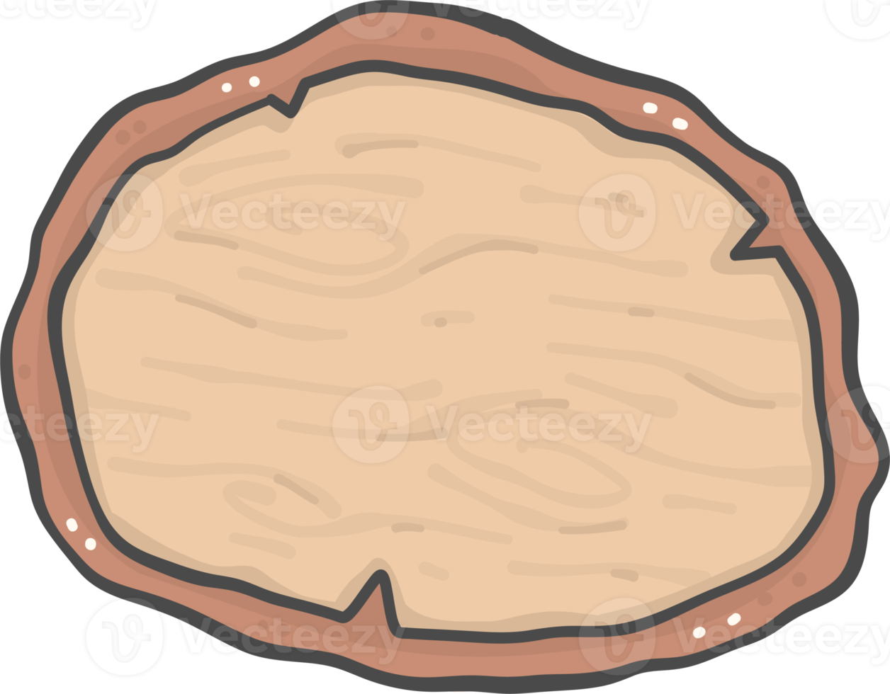 braunes holzschild runde form einfache gekritzelkarikaturzeichnung png