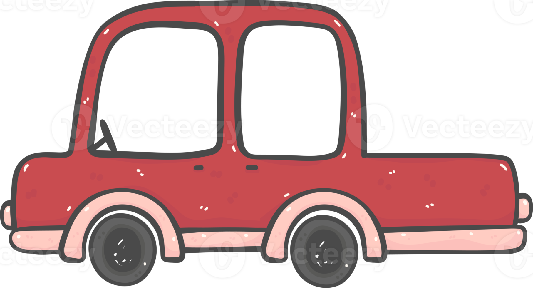 cute Christmas car cartoon doodle hand drawn png