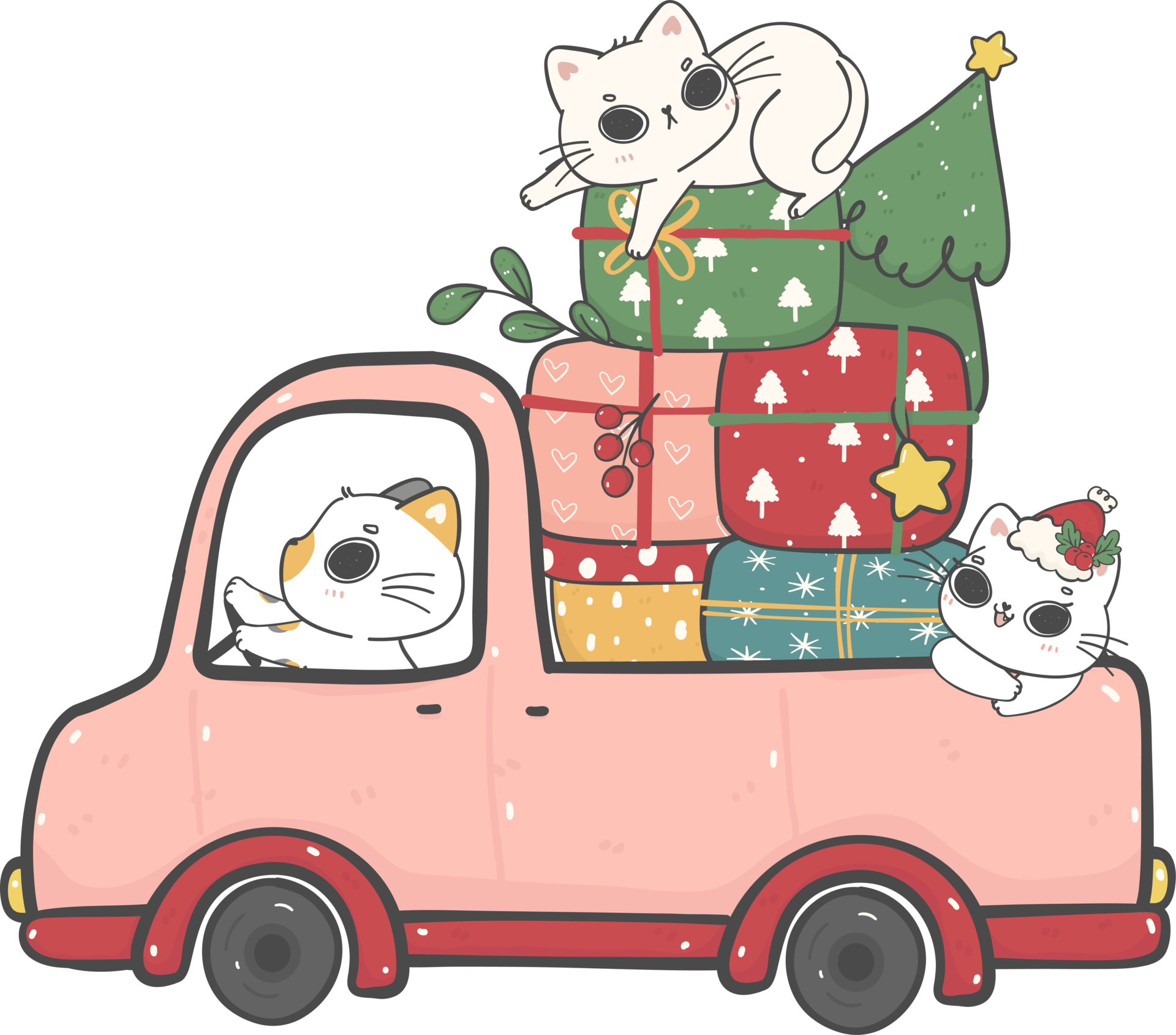 Free cute snowman, Santa and cats in Christmas car cartoon doodle hand drawn 14295963 PNG with Transparent Background Free cute snowman, Santa and cats in Christmas car cartoon doodle hand drawn 14295963 PNG with Transparent Background