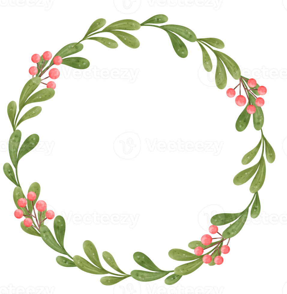 cute Christmas wreath cartoon watercolour png