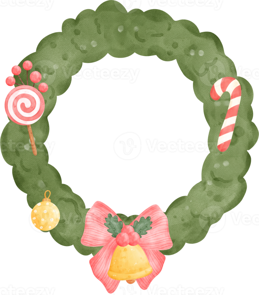 cute Christmas wreath cartoon watercolour png