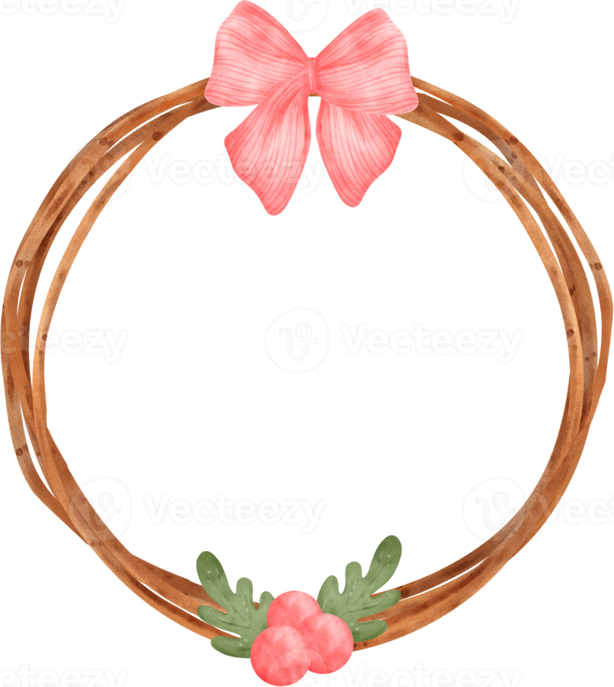cute Christmas wreath cartoon watercolour png