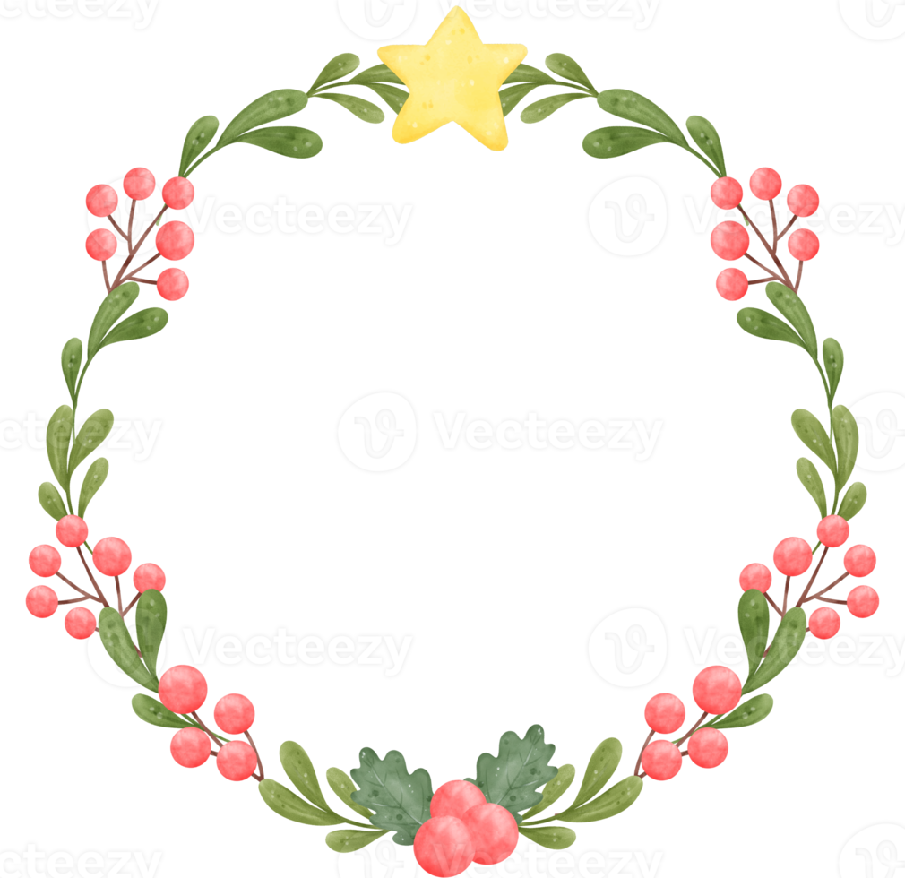 cute Christmas wreath cartoon watercolour png