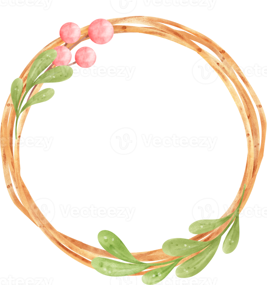 cute Christmas wreath cartoon watercolour png