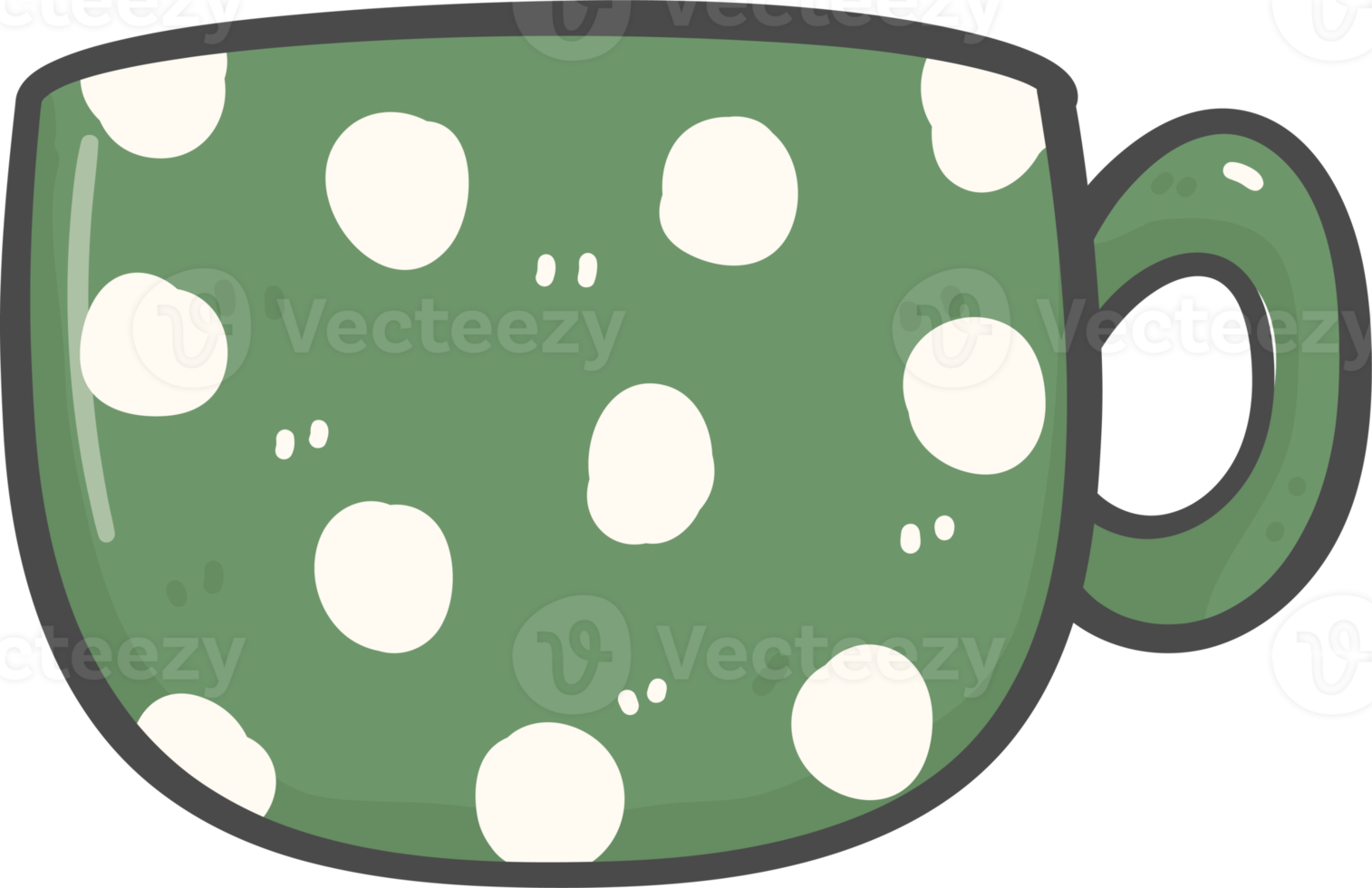 carino Natale verde caffè tazza decorazione cartone animato scarabocchio mano disegno png