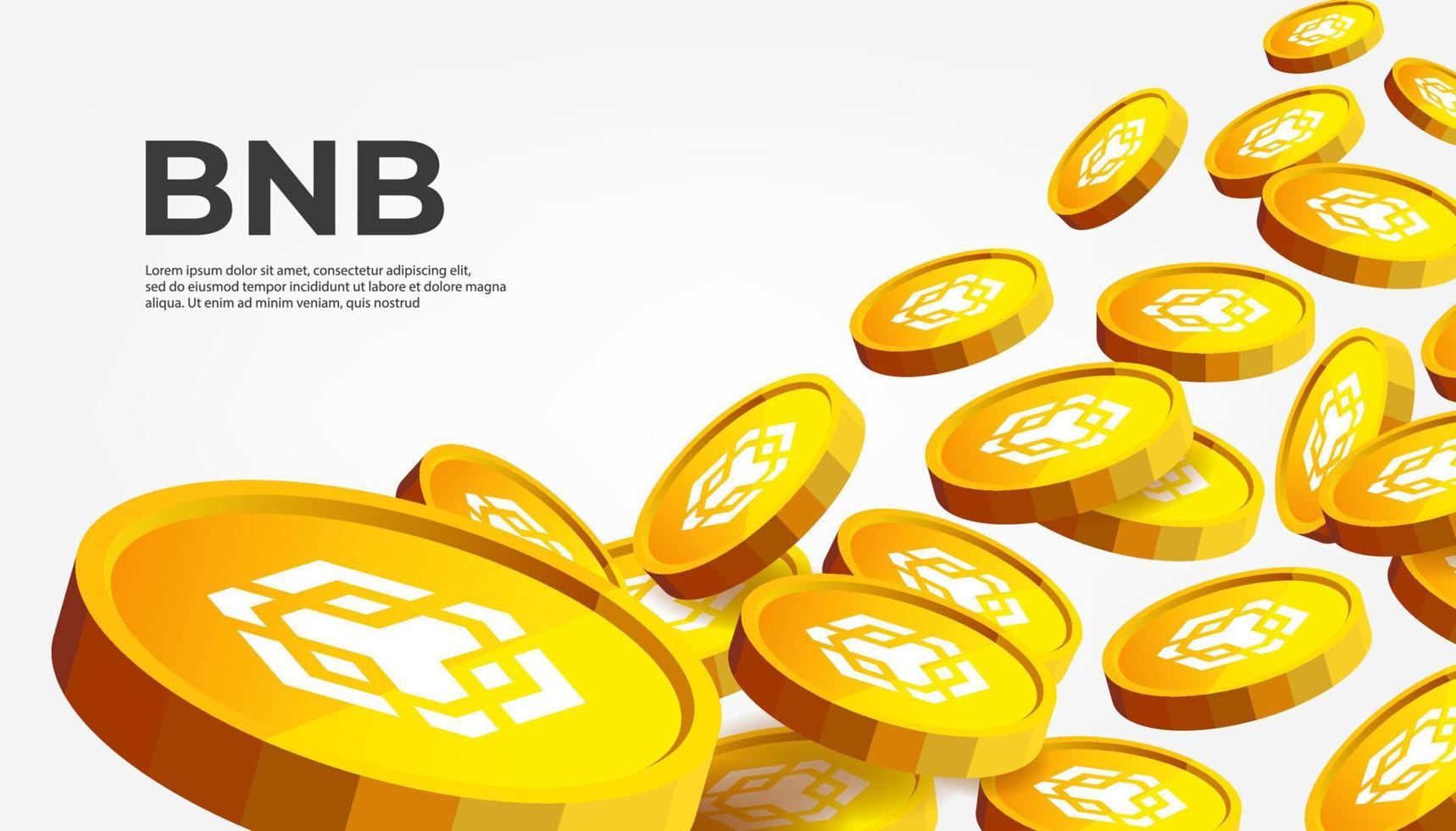 Fondo de banner de concepto de criptomoneda binance coin bnb. vector