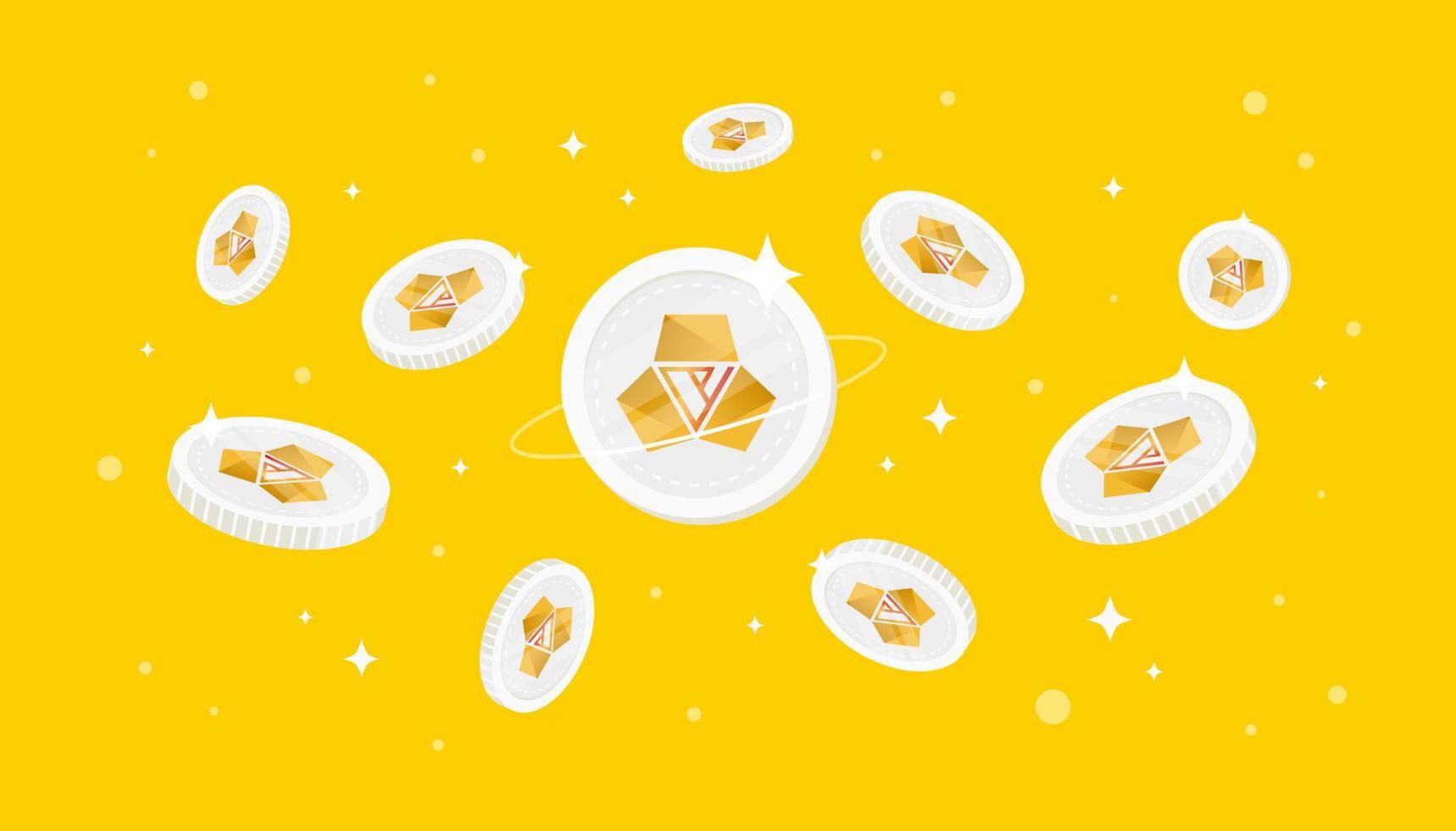 DEAPcoin coins falling from the sky. DEP cryptocurrency concept banner background. vector
