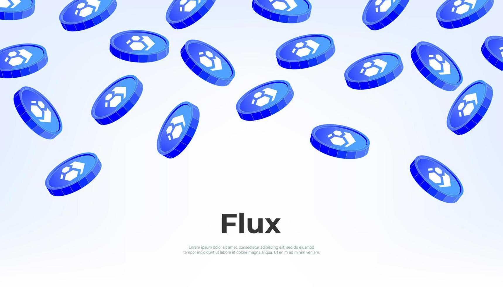 Flux coin falling from the sky. Flux cryptocurrency concept banner background. vector