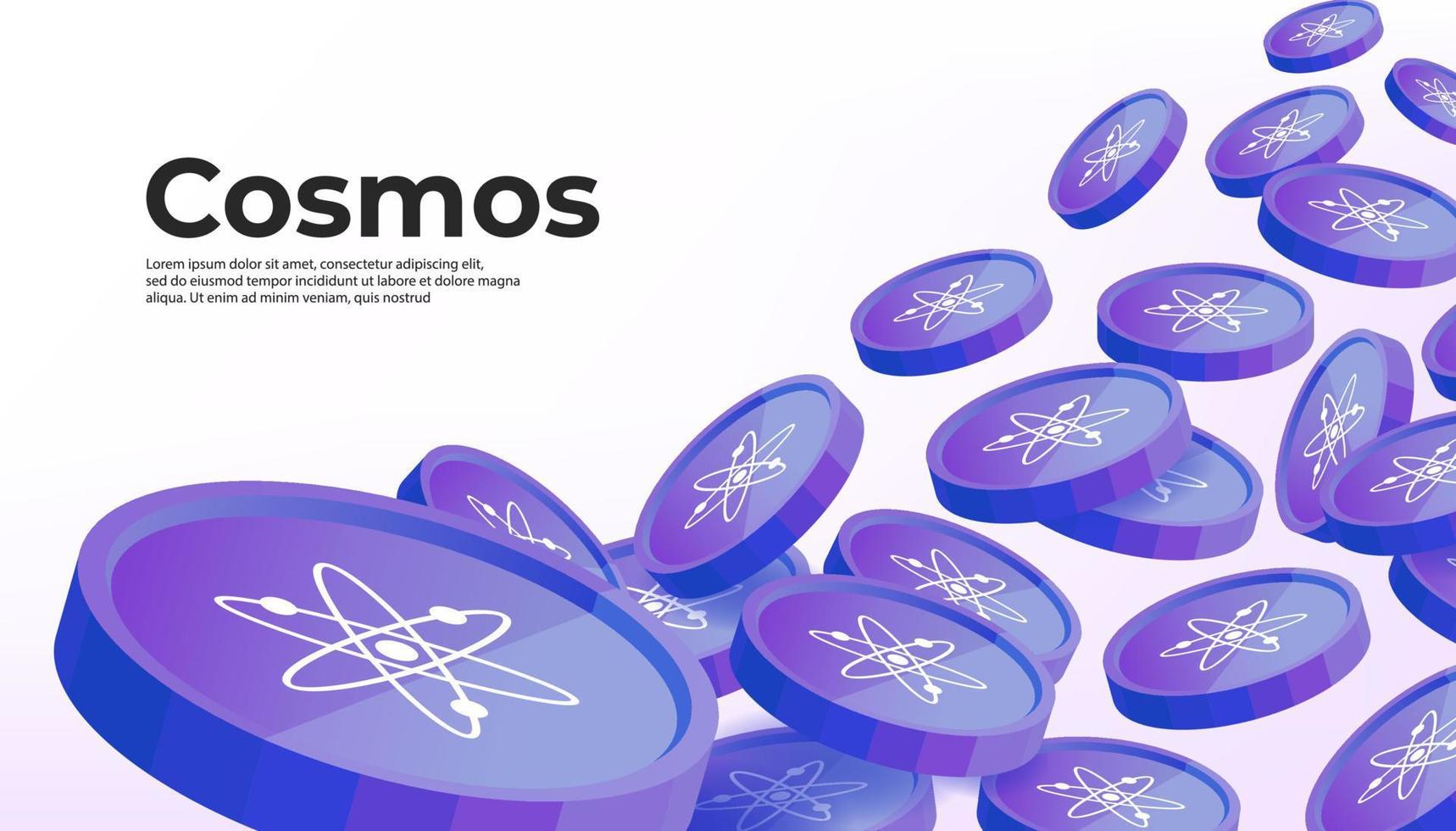Cosmos ATOM cryptocurrency concept banner background. vector