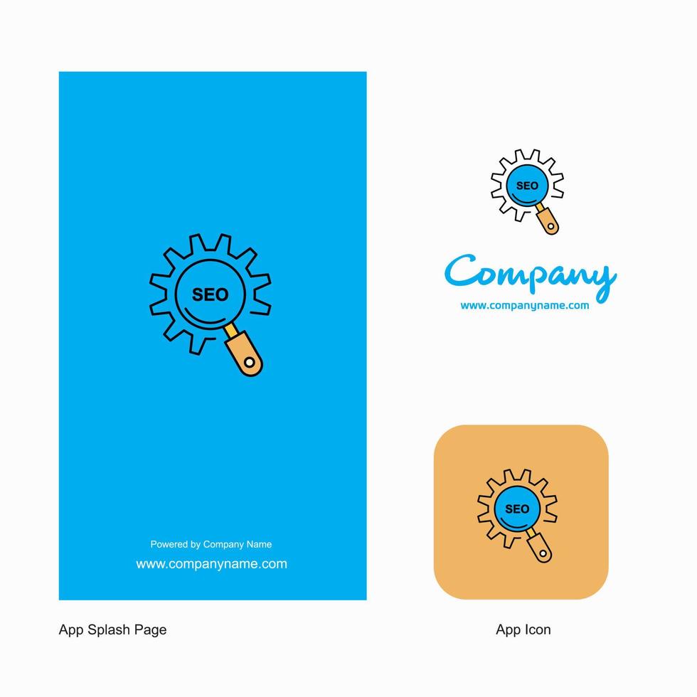 configuración de seo icono de la aplicación del logotipo de la empresa y diseño de la página de bienvenida elementos de diseño de aplicaciones comerciales creativas vector