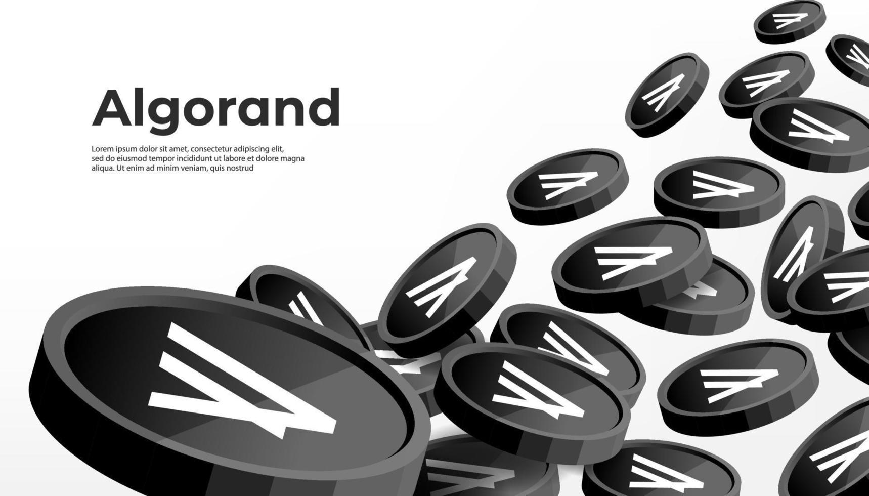 fondo de banner de concepto de criptomoneda algorand algo. vector