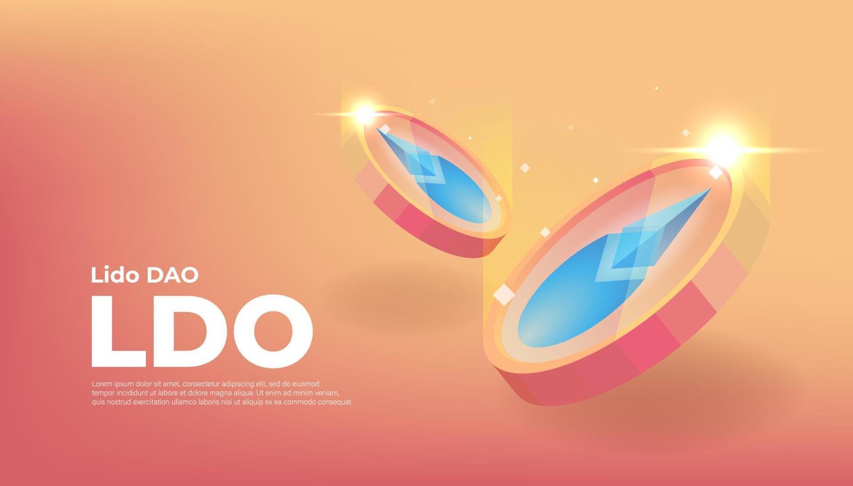 Lido DAO LDO coin cryptocurrency concept banner background. vector