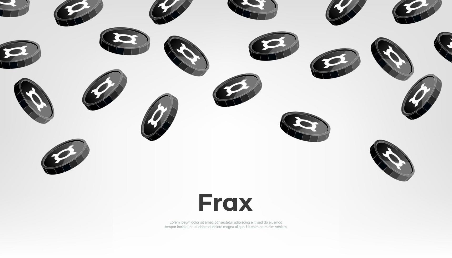 moneda frax cayendo del cielo. fondo de banner de concepto de criptomoneda frax. vector