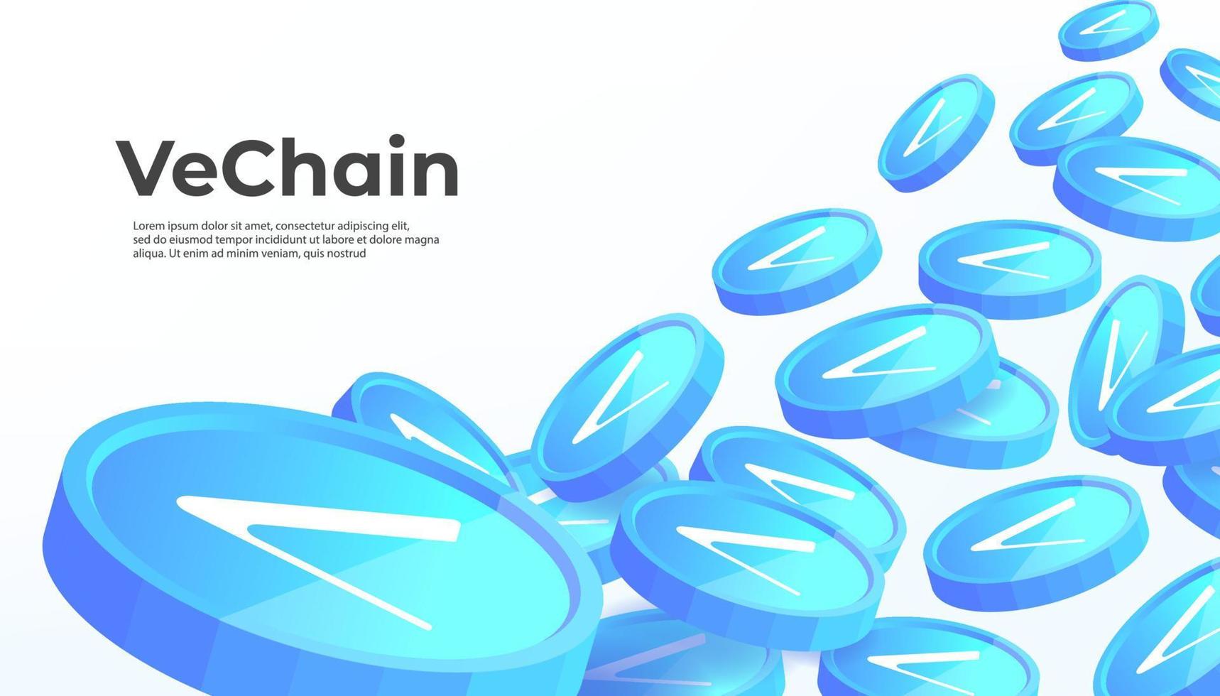 fondo de banner de concepto de criptomoneda vechain vet. vector