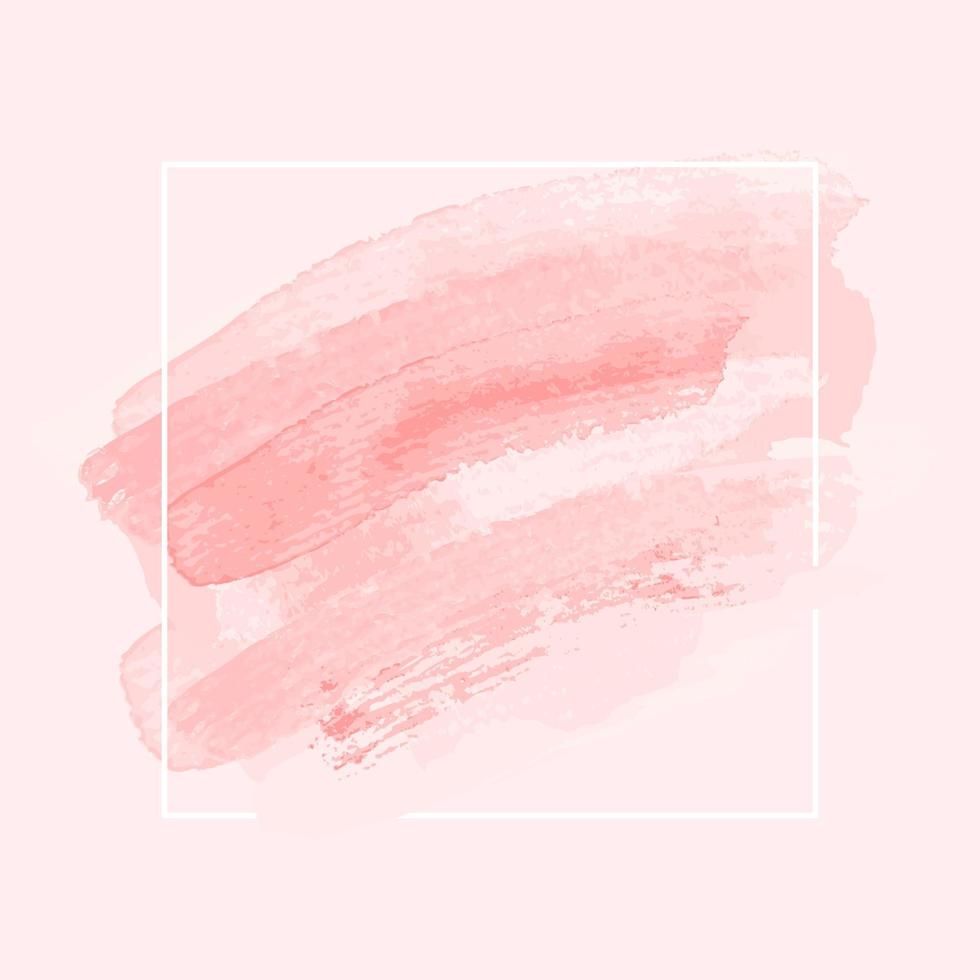Textured brush painted watercolor background over square frame vector illustration. Abstract art design acrylic stroke backdrop. vector