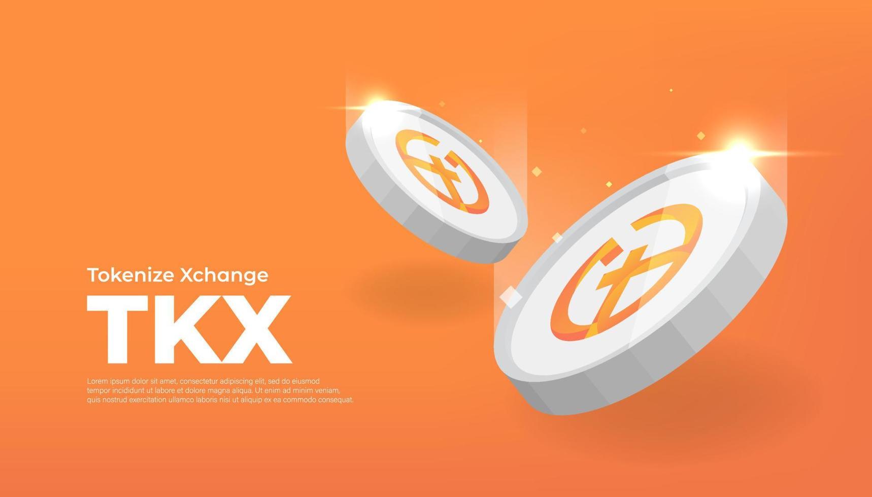 Tokenize Xchange TKX coin cryptocurrency concept banner background. vector